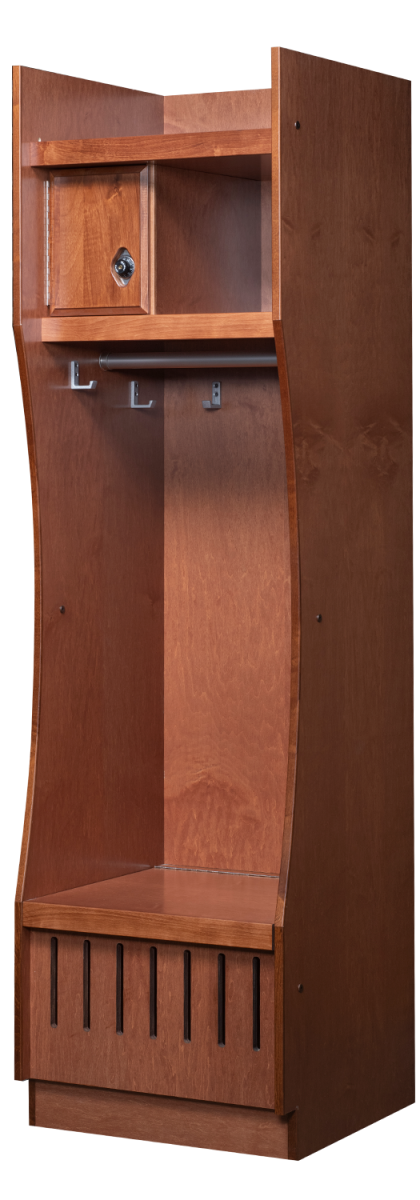 Inverse Bow Wood Lockers in Cinnamon Maple